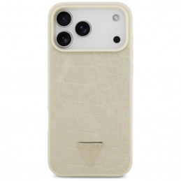 „Guess“ „Croco“ trikampio logotipo „MagSafe“ dėklas, skirtas „iPhone 17 Pro Max“ – auksinis