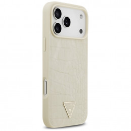 „Guess“ „Croco“ trikampio logotipo „MagSafe“ dėklas, skirtas „iPhone 17 Pro Max“ – auksinis