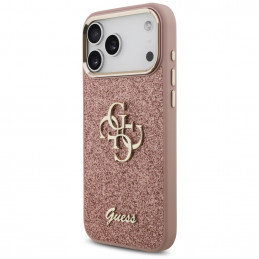 „Guess“ fiksuoto blizgučių dizaino metalinis rėmelis, skirtas iPhone 17 Pro Max – rožinis