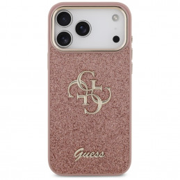 „Guess“ fiksuoto blizgučių dizaino metalinis rėmelis, skirtas iPhone 17 Pro Max – rožinis
