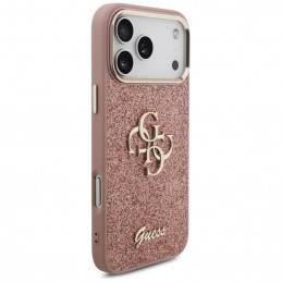 „Guess“ fiksuoto blizgučių dizaino metalinis rėmelis, skirtas iPhone 17 Pro Max – rožinis