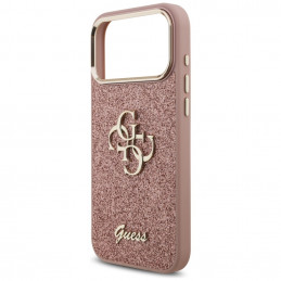 „Guess“ fiksuoto blizgučių dizaino metalinis rėmelis, skirtas iPhone 17 Pro Max – rožinis