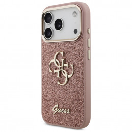 „Guess“ fiksuoto blizgučių dizaino metalinis rėmelis, skirtas iPhone 17 Pro – rožinis