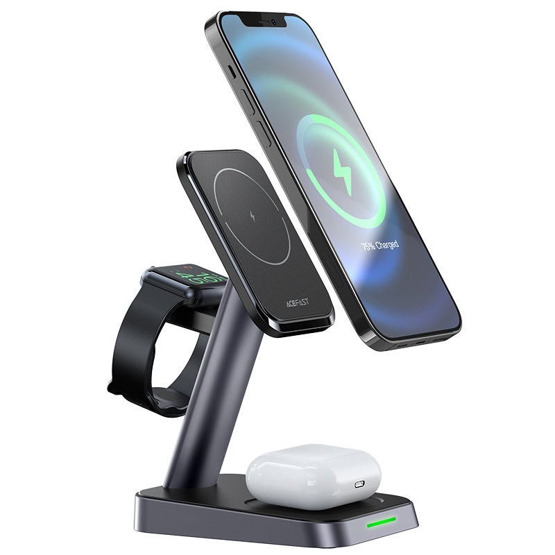 Acefast 15W Qi belaidis įkroviklis skirtas iPhone (su MagSafe), Apple Watch ir Apple AirPods stovo magnetinis laikiklis ...