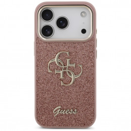 „Guess“ fiksuoto blizgučių dizaino metalinis rėmelis, skirtas iPhone 17 Pro – rožinis
