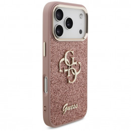 „Guess“ fiksuoto blizgučių dizaino metalinis rėmelis, skirtas iPhone 17 Pro – rožinis