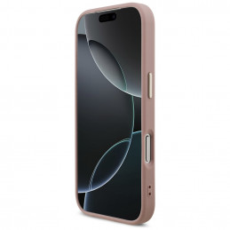 „Guess“ fiksuoto blizgučių dizaino metalinis rėmelis, skirtas iPhone 17 Pro – rožinis