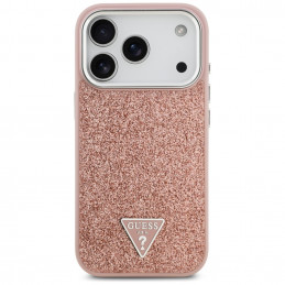 „Guess“ blizgantis trikampio formos logotipo „MagSafe“ dėklas, skirtas „iPhone 17 Pro“ – rožinis