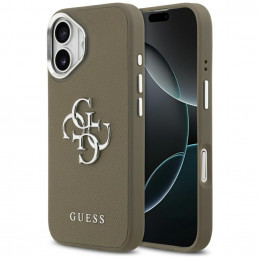 „Guess“ grūdėtas didelis 4G klasikinis logotipas iPhone 17 dėklas – rudas