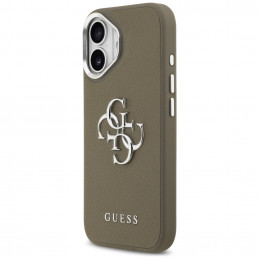 „Guess“ grūdėtas didelis 4G klasikinis logotipas iPhone 17 dėklas – rudas