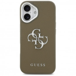 „Guess“ grūdėtas didelis 4G klasikinis logotipas iPhone 17 dėklas – rudas