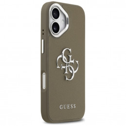 „Guess“ grūdėtas didelis 4G klasikinis logotipas iPhone 17 dėklas – rudas