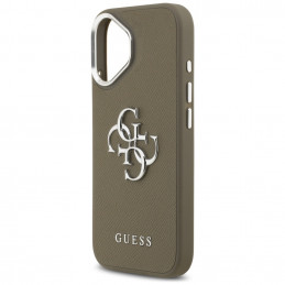 „Guess“ grūdėtas didelis 4G klasikinis logotipas iPhone 17 dėklas – rudas