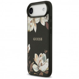 „Guess“ „Grained Flowers Classic Logo MagSafe“ dėklas, skirtas „iPhone Air“ – juodas