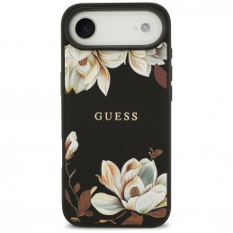 „Guess“ „Grained Flowers Classic Logo MagSafe“ dėklas, skirtas „iPhone Air“ – juodas