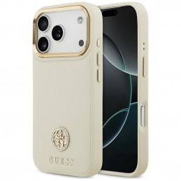 „Guess“ grūdėto Strass logotipo „MagSafe“ dėklas, skirtas „iPhone 17 Pro“ – smėlio spalvos