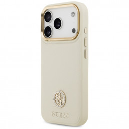 „Guess“ grūdėto Strass logotipo „MagSafe“ dėklas, skirtas „iPhone 17 Pro“ – smėlio spalvos