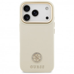 „Guess“ grūdėto Strass logotipo „MagSafe“ dėklas, skirtas „iPhone 17 Pro“ – smėlio spalvos