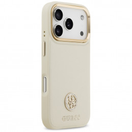 „Guess“ grūdėto Strass logotipo „MagSafe“ dėklas, skirtas „iPhone 17 Pro“ – smėlio spalvos