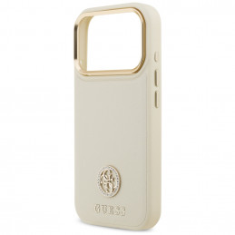„Guess“ grūdėto Strass logotipo „MagSafe“ dėklas, skirtas „iPhone 17 Pro“ – smėlio spalvos