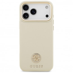 „Guess“ grūdėto Strass logotipo „MagSafe“ dėklas, skirtas „iPhone 17 Pro Max“ – smėlio spalvos