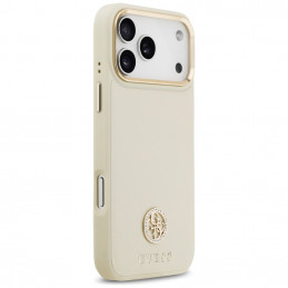 „Guess“ grūdėto Strass logotipo „MagSafe“ dėklas, skirtas „iPhone 17 Pro Max“ – smėlio spalvos