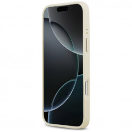 „Guess“ grūdėto Strass logotipo „MagSafe“ dėklas, skirtas „iPhone 17 Pro Max“ – smėlio spalvos