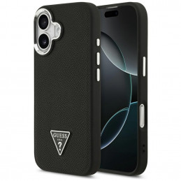 „Guess“ grūdėto trikampio logotipo „MagSafe“ dėklas, skirtas „iPhone 17“ – juodas