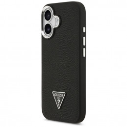 „Guess“ grūdėto trikampio logotipo „MagSafe“ dėklas, skirtas „iPhone 17“ – juodas