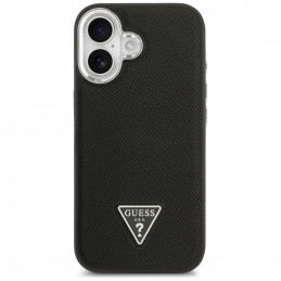 „Guess“ grūdėto trikampio logotipo „MagSafe“ dėklas, skirtas „iPhone 17“ – juodas