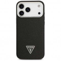 „Guess“ grūdėto trikampio logotipo „MagSafe“ dėklas, skirtas „iPhone 17 Pro“ – juodas