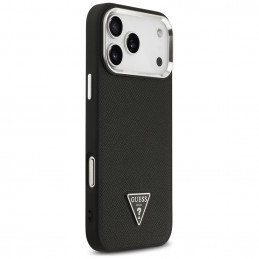 „Guess“ grūdėto trikampio logotipo „MagSafe“ dėklas, skirtas „iPhone 17 Pro Max“ – juodas