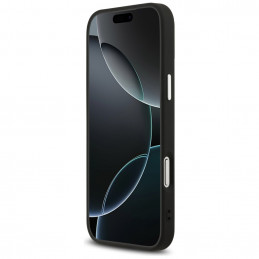 „Guess“ grūdėto trikampio logotipo „MagSafe“ dėklas, skirtas „iPhone 17 Pro Max“ – juodas