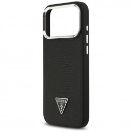 „Guess“ grūdėto trikampio logotipo „MagSafe“ dėklas, skirtas „iPhone 17 Pro Max“ – juodas