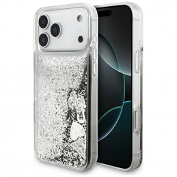 „Guess Liq“ dėklas. Blizgantys pakabukai, skirti „iPhone 17 Pro Max“ - sidabrinis