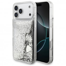 „Guess Liq“ dėklas. Blizgantys pakabukai, skirti „iPhone 17 Pro“ - sidabrinis