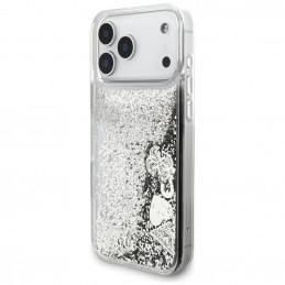 „Guess Liq“ dėklas. Blizgantys pakabukai, skirti „iPhone 17 Pro“ - sidabrinis