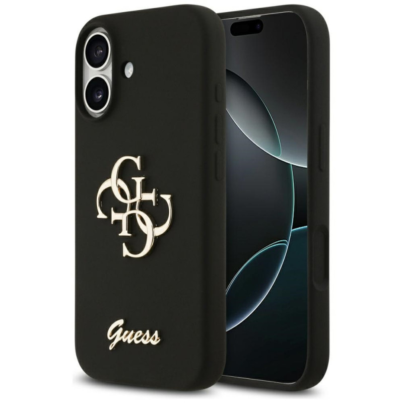 „Guess“ silikoninis „Big 4G Script“ dėklas, skirtas „iPhone 17“ – juodas
