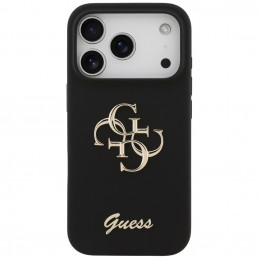 „Guess“ silikoninis „Big 4G Script“ dėklas, skirtas „iPhone 17 Pro“ – juodas