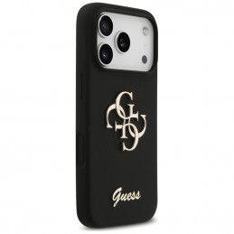 „Guess“ silikoninis „Big 4G Script“ dėklas, skirtas „iPhone 17 Pro“ – juodas