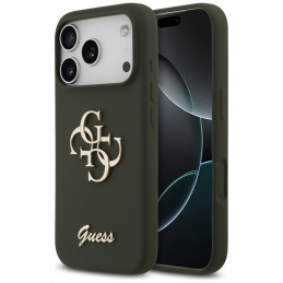 „Guess“ silikoninis „Big 4G Script“ dėklas, skirtas „iPhone 17 Pro“ – žalias