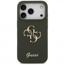 „Guess“ silikoninis „Big 4G Script“ dėklas, skirtas „iPhone 17 Pro“ – žalias