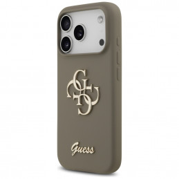 „Guess“ silikoninis „Big 4G Script“ dėklas, skirtas „iPhone 17 Pro Max“ – rudas