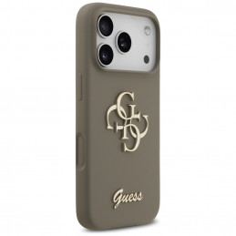 „Guess“ silikoninis „Big 4G Script“ dėklas, skirtas „iPhone 17 Pro Max“ – rudas