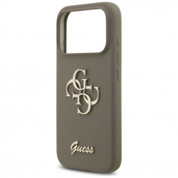 „Guess“ silikoninis „Big 4G Script“ dėklas, skirtas „iPhone 17 Pro Max“ – rudas