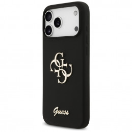 „Guess“ silikoninis „Big 4G Script“ dėklas, skirtas „iPhone 17 Pro Max“ – juodas