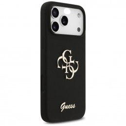 „Guess“ silikoninis „Big 4G Script“ dėklas, skirtas „iPhone 17 Pro Max“ – juodas