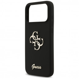„Guess“ silikoninis „Big 4G Script“ dėklas, skirtas „iPhone 17 Pro Max“ – juodas