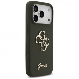 „Guess“ silikoninis „Big 4G Script“ dėklas, skirtas „iPhone 17 Pro Max“ – žalias