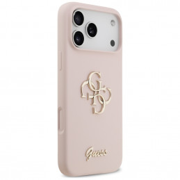 „Guess“ silikoninis „Big 4G Script“ dėklas, skirtas „iPhone 17 Pro Max“ – rožinis